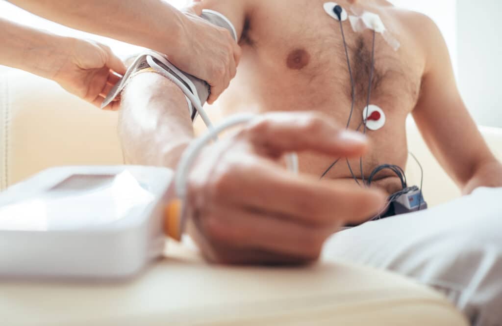 Patient receiving a cardiologist treatment to later be medically billed.