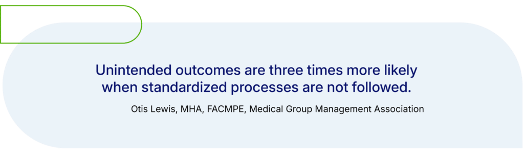 unintended outcomes without standardized processes in medical billing