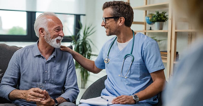 Medical professional reviewing patient information on a digital platform.
