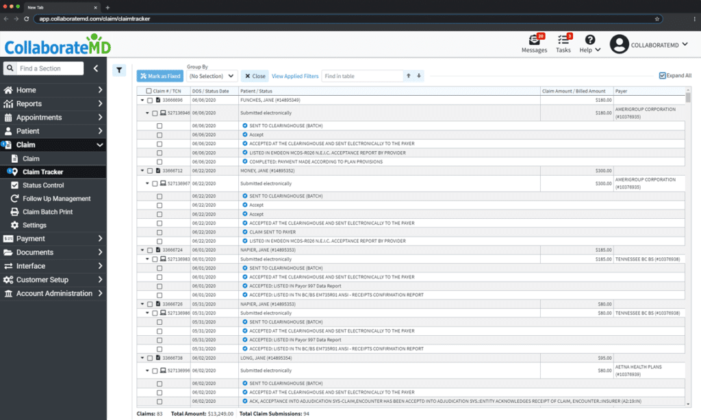 Claim Tracker Screenshot