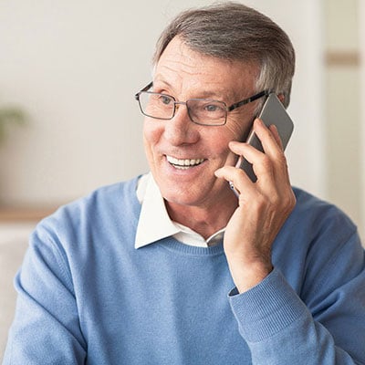 CCM patient on cellphone