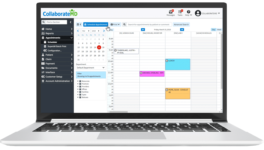 appointment scheduler in practice management software 