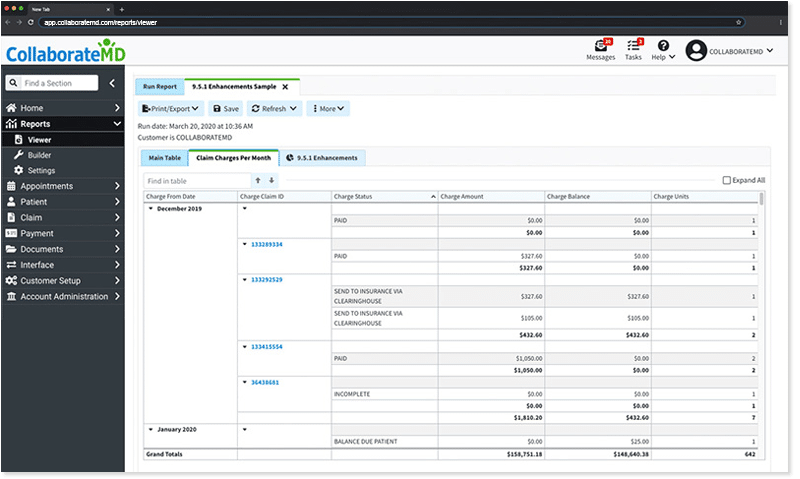 CollaborateMD Report Viewer gives you valuable insight into your daily and ongoing business and patient activities.