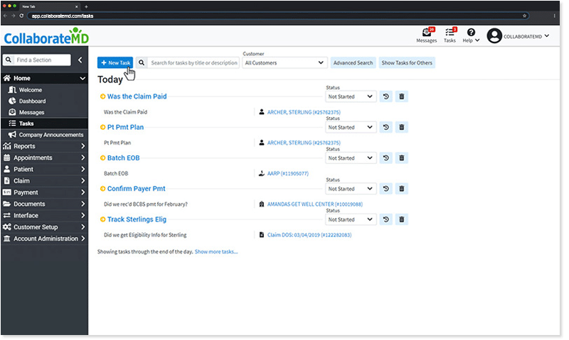 Keep track of medical billing claims with task management